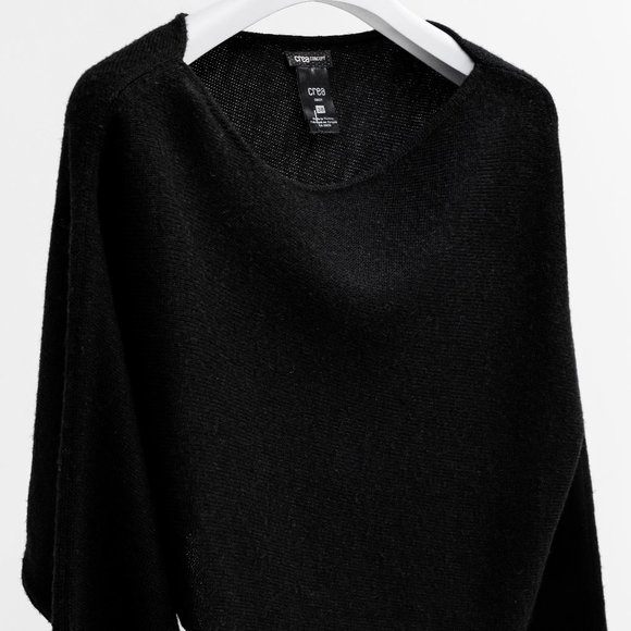 Crea Concept Asymmetrical Black Cropped Wool Sweater - Picture 1 of 8